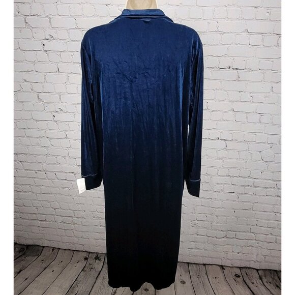 NWT Lauren Ralph Lauren Blue Velvety Velour Zip Long Sleeve Robe Size Small S - Picture 2 of 15
